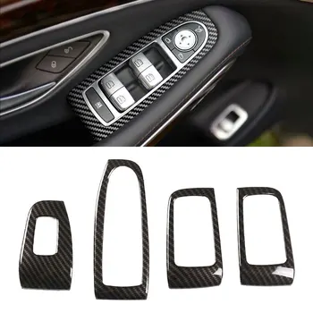 Для Mercedes Benz S Class 2014-2020 LHD ABS Текстура Из Углеродного Волокна Кнопка Включения Подъема Двери Окна Автомобиля Рамка Крышка Защитная Отделка