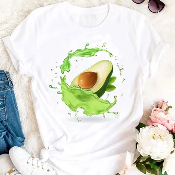 Женская Летняя милая авокадо, Трендовая фруктовая пляжная женская одежда с героями мультфильмов, футболки, Модный стильный топ, женская милая футболка с принтом