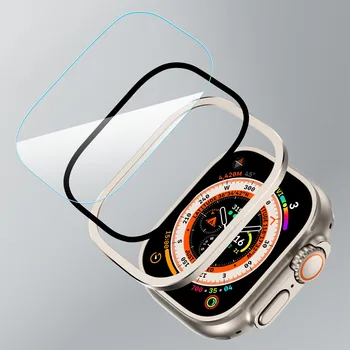 Закаленное стекло для Apple Watch Ultra 49 мм Защитная пленка для экрана с защитой от царапин HD Full Film Металлический бампер iWatch Ultra case Аксессуары