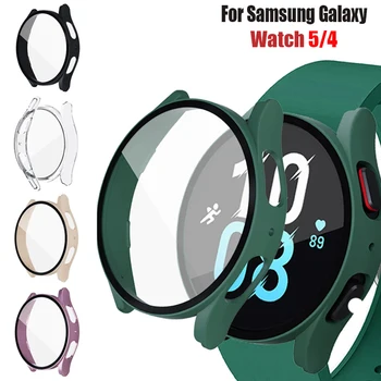 Защитный Чехол Для Samsung Galaxy Watch 45 мм 40 мм 44 мм Из Закаленного Стекла + Крышка ПК Бампер Защита Экрана Galaxy Watch 4 5 Serise