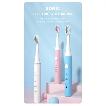 Звуковая электрическая зубная щетка для взрослых Blue Pink Drive Для взрослых с 5-скоростным режимом USB-зарядки IPX7 Водонепроницаемая звуковая электрическая зубная щетка