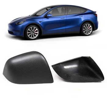 Зеркальная крышка Для Tesla Model Y 2020 2021 2022 2023 Внешняя Матовая крышка из сухого Углеродного волокна для заднего вида, Дополнительная оболочка заднего вида