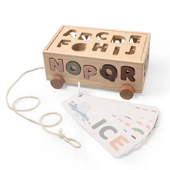 Игрушки Монтессори, деревянная машинка, алфавитная игра, обучающие игрушки для детей, развивающие игрушки для малышей, деревянная тележка, подарок для ребенка