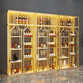 Изготовленная на заказ Железная художественная Винная полка Рамка Дисплея Chateau Landing Wall Коммерческий Винный шкаф Изготовленный на заказ Baijiu Display Wine Shelf