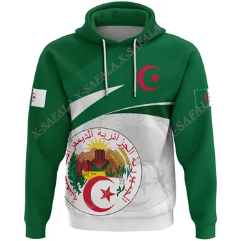 Изготовленная на заказ эмблема, герб Алжира, 3D принт, толстовка на молнии, Мужские пуловеры, Свитшоты, джерси с капюшоном, спортивные костюмы, верхняя одежда, пальто Повседневное