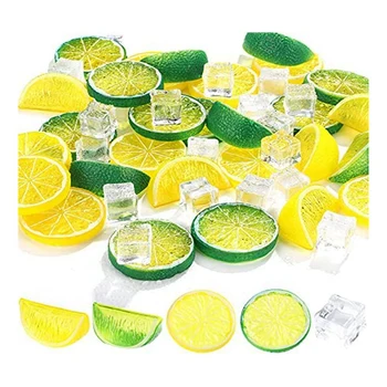 Искусственные лимонные дольки, Блоки Декора, Прозрачный лед, Лимонные дольки, Декоративная модель фруктового льда Для украшения дома