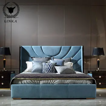 Итальянская минималистичная кожаная кровать, главная большая спальня, вилла, большие апартаменты, кровать с кожаной обивкой Napa, 1,8 метра