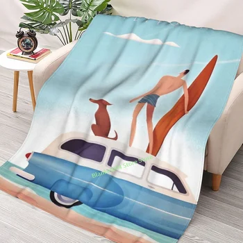 Калифорнийский Серфинг, Винтажное одеяло для путешествий, 3D-принтованный диван, декоративное одеяло для спальни, рождественский подарок для детей и взрослых