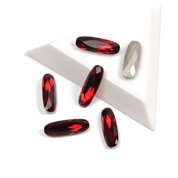 Камни высшего качества, цвет Сиам, Удлиненная форма Багета, 5x15 мм, 7x21 мм, 3D Стразы для дизайна ногтей, драгоценные камни