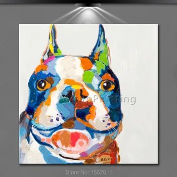 Картина с собакой,Ручная роспись маслом 