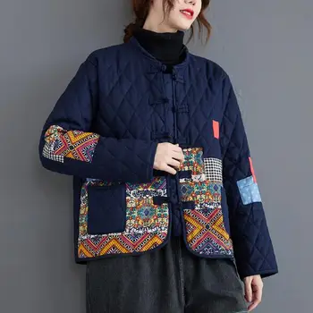Китайская женская хлопковая куртка, зимнее пальто, винтажная этническая традиция сращивания