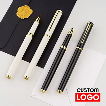 Классическая бизнес-гелевая ручка с пользовательским логотипом, текстовая гравировка, ручка для подписи, подарок на день рождения, офис, школьные канцелярские принадлежности