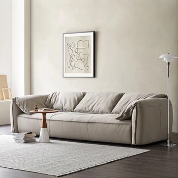 Кожаный диван для гостиной, Современное кресло в скандинавском стиле, Минималистичный Тканевый Секционный диван, Напольная мебель для ленивой гостиной