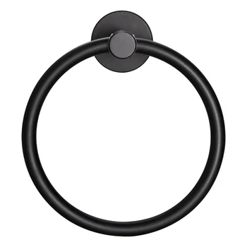 Кольцо для полотенца Матовое черное \ Кольцо для банного полотенца для рук с утолщенным Пространством Алюминиевый круглый держатель для полотенец для ванной комнаты Матовый черный
