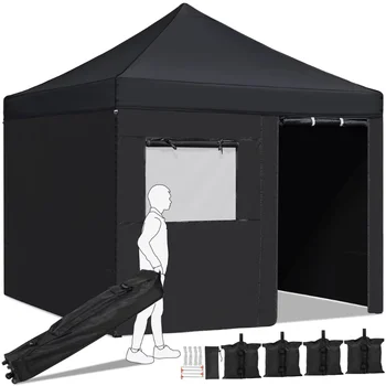 Коммерческий навес Easyfashion, Водонепроницаемая Большая палатка с сетчатыми боковинами, черный