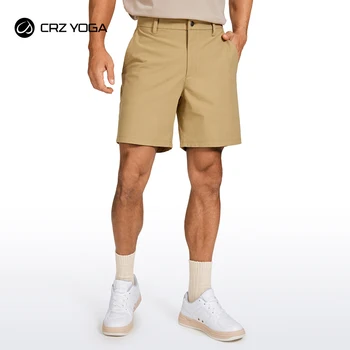 Комфортные мужские шорты для гольфа CRZ YOGA на весь день - 7-дюймовые эластичные легкие повседневные рабочие шорты с карманами спереди