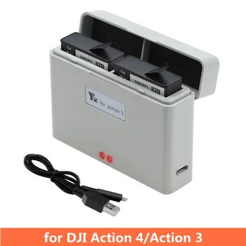 Концентратор для зарядки аккумулятора USB-зарядное устройство для DJI Action 4/Action 3 Flight Charging Hub Портативное Зарядное устройство со светодиодным зарядным устройством для DJI Action4
