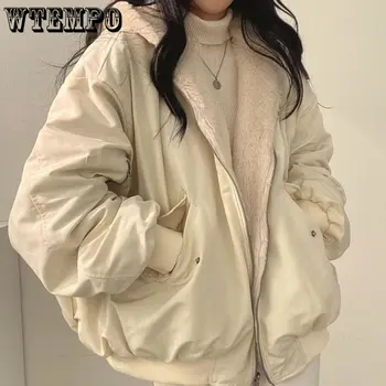 Корейский стиль Плюс бархат, утолщенный с обеих сторон, чтобы носить хлопчатобумажную одежду из овечьей шерсти, Женское пальто, Зимняя новая хлопковая куртка с капюшоном