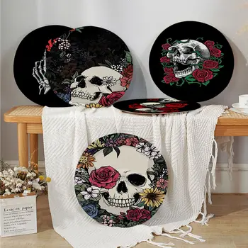 Креативная подушка для сиденья со скелетом и цветами в виде черепа, губка для обеденного стула, коврик для дивана, нескользящие подушки Для домашнего декора