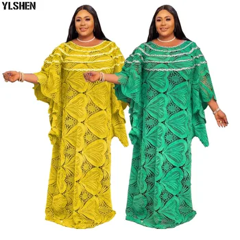Кружевные Африканские Платья для Женщин 2021, Новая Африканская Одежда, Дашики Grand Boubou Robe Africaine Femme Bazin Riche, Вечернее Африканское Платье