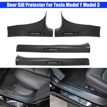 Крышка Педали передней Задней двери Для Tesla Model Y Модель 3 2016-2022 Протектор Порога Из Сажи Крышка Порога 4 Упаковки Model3