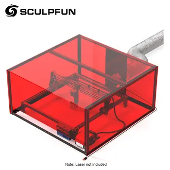 Лазерный гравировальный станок SCULPFUN 2 стиля Корпус из ПВХ, пылезащитная защитная коробка, дымоотвод с мощным всасывающим вентилятором