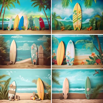 Летние фоны для фотосъемки на морском побережье, Песчаный пляж, доска для серфинга, Детский фон для фотосессии, реквизит для фотостудии