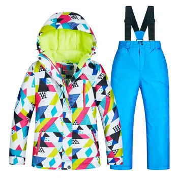 Лыжный костюм для девочек и мальчиков, зимняя ветрозащитная водонепроницаемая супер теплая детская зимняя куртка, брюки, комплект для катания на сноуборде и лыжах, детские костюмы
