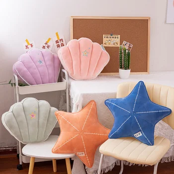Милые мультяшные подушки в форме морского гребешка и морской звезды, высококачественная популярная диванная подушка в виде морской раковины, Домашний декор, специальный подарок