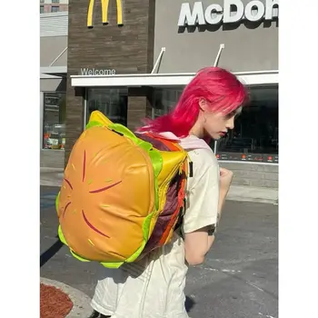 Милый рюкзак с Рисунком Сырного Гамбургера, Студенческий рюкзак для Гамбургеров Большой емкости, Многофункциональные школьные сумки, Дорожные сумки