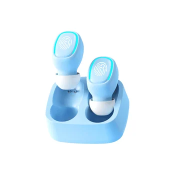Мини Беспроводная Bluetooth-Гарнитура, Беруши с Сенсорным Освещением, Защита От Пота, Универсальная Стереогарнитура Высокого качества Звука, Синий