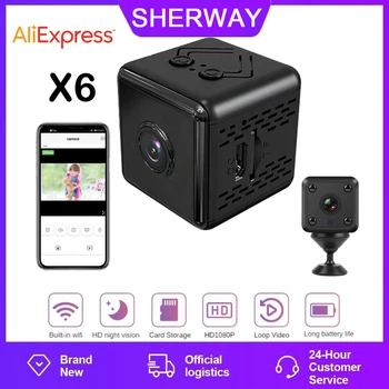 Мини-камера SHERWAY X6, Спортивная камера WiFi, 1080P, Беспроводной Монитор безопасности, Ночное видение, Мини-камера для Умного дома