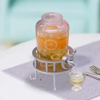 Миниатюрный набор для апельсинового сока, реалистичный миниатюрный кукольный домик, ведерко для напитков, кухонный набор, аксессуары для декоративного кукольного домика