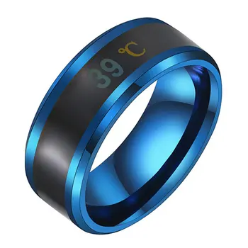 Многофункциональное водонепроницаемое интеллектуальное кольцо для пары с температурой, ювелирные изделия из титановой стали, датчик температуры на кончиках пальцев