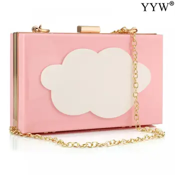 Модная Женская акриловая сумка-клатч, Элегантная розовая сумка-коробка с милым облачком для девочек, женская сумка для покупок на свадебную вечеринку
