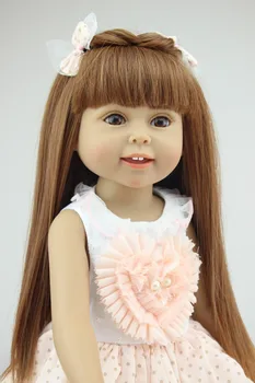 Может стоять Американская кукла Полностью Силиконовая виниловая Младенцы Возрождаются Мини Девочка Милая 45 см Игрушки для малышей Для детей Подарки На День Рождения Brinquedo