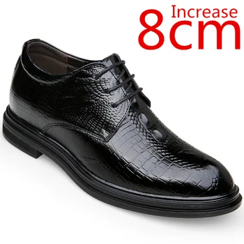 Мужская одежда, увеличивающая рост на 8 см, Невидимая обувь, увеличивающая рост, британская обувь с лифтом на толстой подошве, деловые мужские туфли-дерби