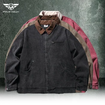 Мужская тактическая куртка Осень-зима, винтажное дизайнерское пальто с вышивкой, бейсбольная форма American Street Cargo, Свободный мотоциклетный топ