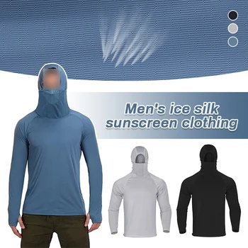 Мужские летние солнцезащитные футболки, облегающая одежда, толстовка с длинным рукавом, повседневное пальто с защитой от ультрафиолета, спортивные быстросохнущие топы для рыбалки на открытом воздухе