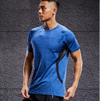 Мужские летние спортивные футболки с короткими рукавами, шелк Льда, быстросохнущая тонкая Новая одежда для тренировок, Легкая воздухопроницаемость для отдыха