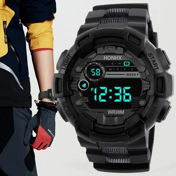 Мужские спортивные электронные часы Ins с цифровым дисплеем из черного золота, материал для защиты окружающей среды, водонепроницаемые часы с защитой от падений