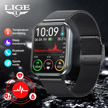 Мужские Умные часы LIGE 2023, Умные Часы I68, Водонепроницаемые Фитнес-часы с Bluetooth-вызовом для Android и iOS, 1,83 