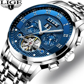 Мужские часы LIGE, модный Бренд Класса Люкс, Деловые Автоматические механические часы, Мужские Повседневные Водонепроницаемые часы Relogio Masculino + коробка