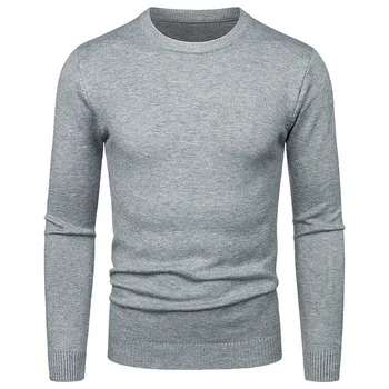 Мужской свитер с круглым вырезом, облегающий трикотаж, свитер с длинными рукавами, пуловер, Мужские Тонкие повседневные вязаные свитера