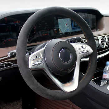 Накладка на руль из натуральной алькантары для Mercedes Benz S320, оплетка на руль, Автомобильные внутренние чехлы для укладки