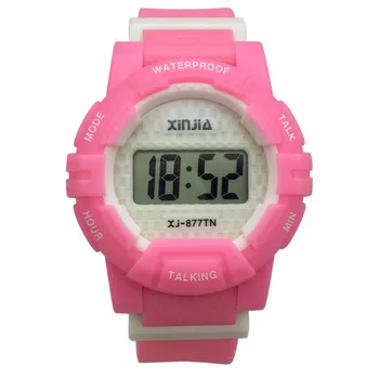 Наручные часы с русским говорящим названием, электронные спортивные часы с будильником 877TN
