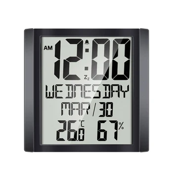 Настенные часы с большим экраном, измеритель температуры и влажности в доме, будильник, цифровые электронные часы для гостиной