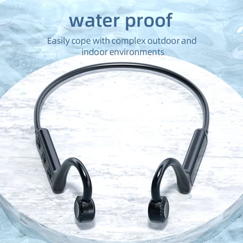 Наушники с костной проводимостью, совместимые с Bluetooth, 5 В 1 IPX5, водонепроницаемые ушные крючки с низкой задержкой, музыкальная гарнитура для наушников, белый