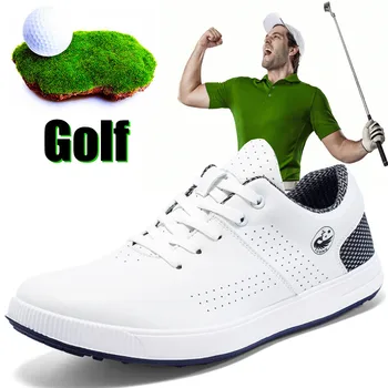Новая Брендовая Мужская обувь для гольфа, Кожаная водонепроницаемая Нескользящая Мужская обувь Для тренировок по гольфу на Открытом Воздухе, Спортивная обувь, Мужская обувь Больших Размеров
