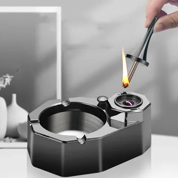 Новая масляно-электрическая гибридная зажигалка для зарядки, Керосиновое зажигание, Креативная Пепельница, Изысканный подарок для украшения домашнего рабочего стола